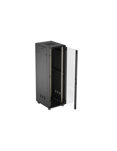 LANBERG 19" VOĽNE STOJÚCA RACKOVÁ SKRIŇA 42U/600X800 (FLAT PACK) S PRESKLENÝMI DVERAMI ČIERNA