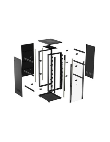 LANBERG 19" VOĽNE STOJÚCA RACKOVÁ SKRIŇA 42U/800X1000 (FLAT PACK) S PRESKLENÝMI DVERAMI ČIERNA