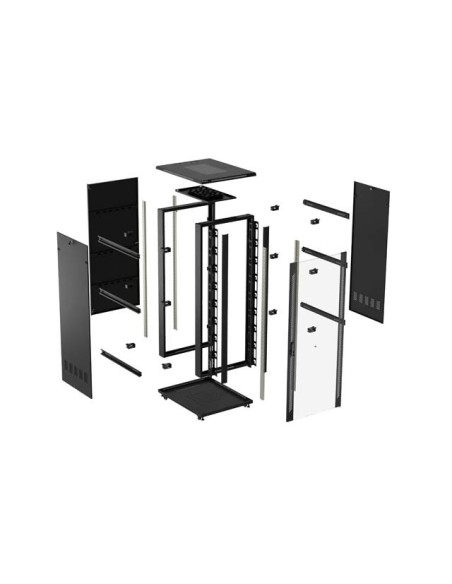 LANBERG 19" VOĽNE STOJÚCA RACKOVÁ SKRIŇA 42U/800X1000 (FLAT PACK) S PRESKLENÝMI DVERAMI ČIERNA