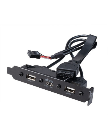 AKASA - USB 3.1 gén 1 typ C a 2x Typ A 2.0 záslepka