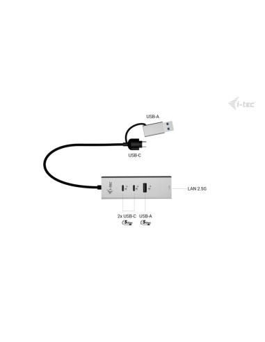 i-tec USB-C/USB-A Metal HUB 3 (2x USB-C, 1x USB-A) Port + 2.5GLAN