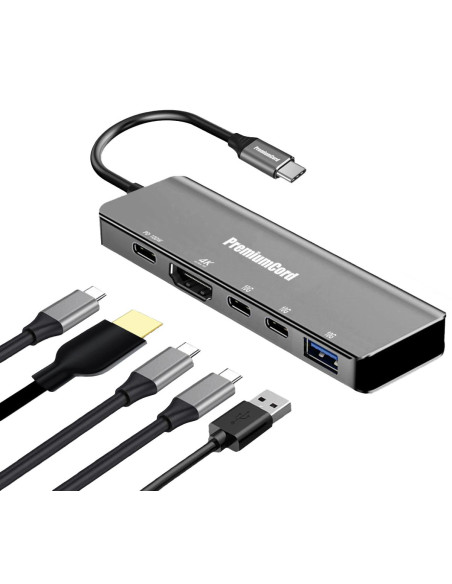 PremiumCord adaptér USB-C na HDMI+USB A+USB C+PD