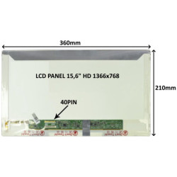 LCD PANEL 15,6" HD 1366x768 40PIN LESKLÝ   SKRUTKOVANIE Z BOKOV