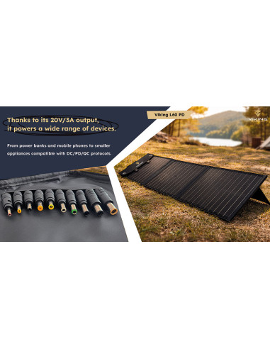 Solárny panel Viking L60 PD/60W výkon/USB-A QC/USB-C PD/