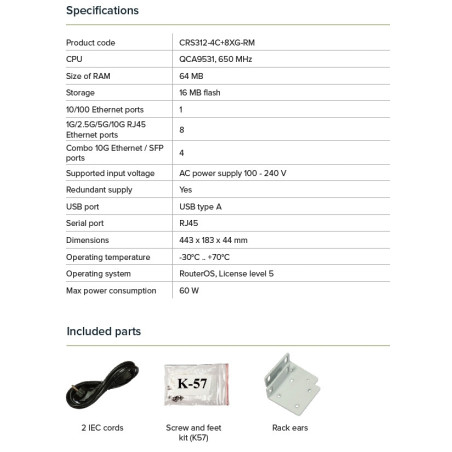 Mikrotik CRS312-4C+8XG-RM Cloud Router Switch
