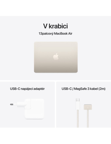 Apple MacBook Air 13"/M4/13,6"/2560x1664/16GB/256GB SSD/M4/Sequoia/Starlight/1R