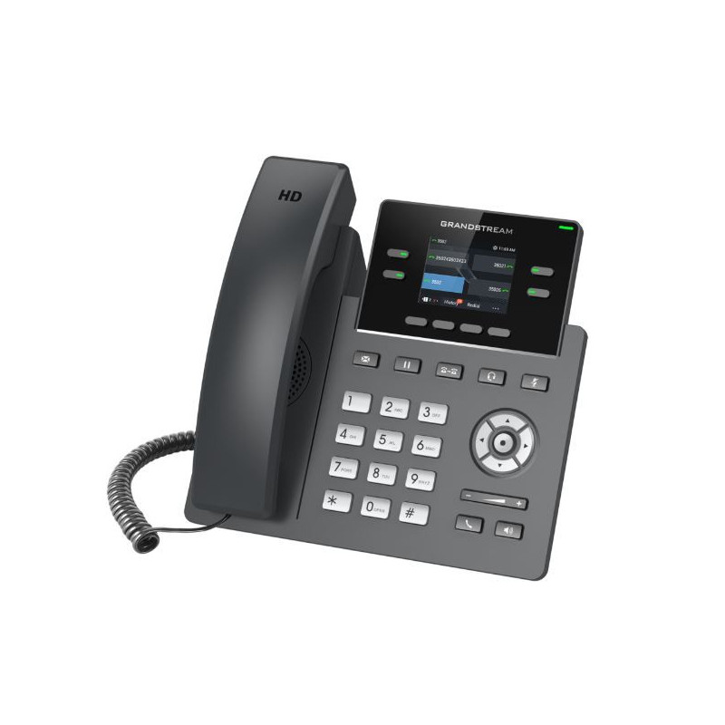 Grandstream GRP2612, 2.4" TFT bar. displej, 2 SIP účty, 4 prog. hr., 16 BLF hr., dual port 10/100 Mb
