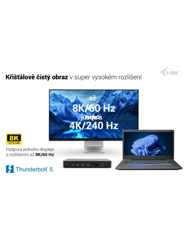 i-tec Thunderbolt 5 Triple Display Docking Station, M.2 slot, 6x USB, 2.5 GLAN, Power Delivery 140W