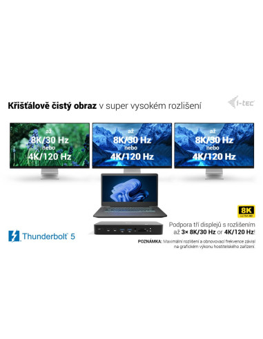 i-tec Thunderbolt 5 Triple Display Docking Station, M.2 slot, 6x USB, 2.5 GLAN, Power Delivery 140W