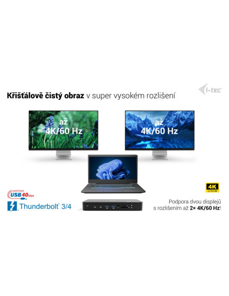 i-tec Thunderbolt 5 Triple Display Docking Station, M.2 slot, 6x USB, 2.5 GLAN, Power Delivery 140W