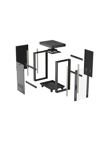 LANBERG 19" VOLNĚ STOJÍCÍ RACKOVÁ SKŘÍŇ 42U/600X800 (FLAT PACK) S PROSKLENÝMI DVEŘMI LCD ČERNÁ