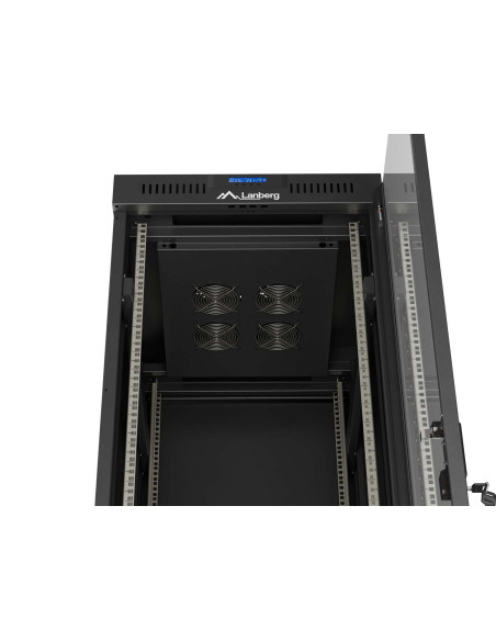 LANBERG 19" VOLNĚ STOJÍCÍ RACKOVÁ SKŘÍŇ 42U/600X800 (FLAT PACK) S PROSKLENÝMI DVEŘMI LCD ČERNÁ