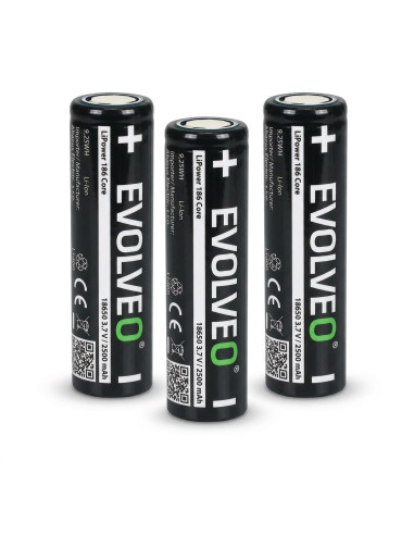 EVOLVEO LiPower 186 Core 2500, Li-ion batéria 18650 (3.7 V / 2500 mAh), 3ks