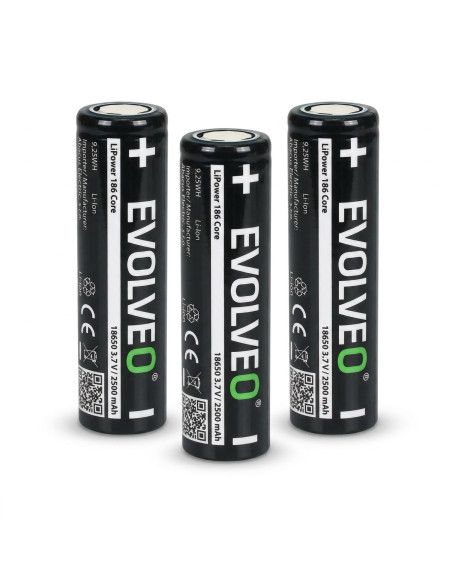 EVOLVEO LiPower 186 Core 2500, Li-ion batéria 18650 (3.7 V / 2500 mAh), 3ks