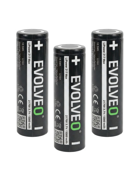 EVOLVEO LiPower 217 Max 5000 - Li-ion batéria 21700 (3.7 V / 5000 mAh) 3 ks