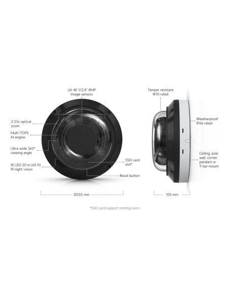 Ubiquiti UVC-AI-MS-4-W - UniFi Enterprise AI Multi Sensor 4, biela