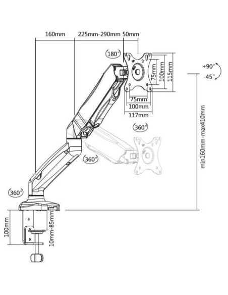 TB držiak plynový na monitor TB-MG1 27 palcov 8kg