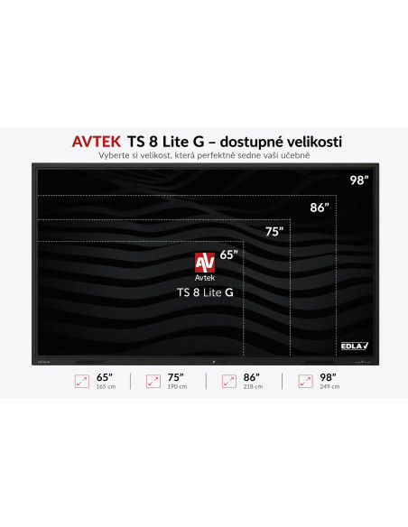 AVTEK TS 8 Lite G 65, interaktívny dotykový displej 65", 4K, 8GB/128GB, EDLA, Android 14