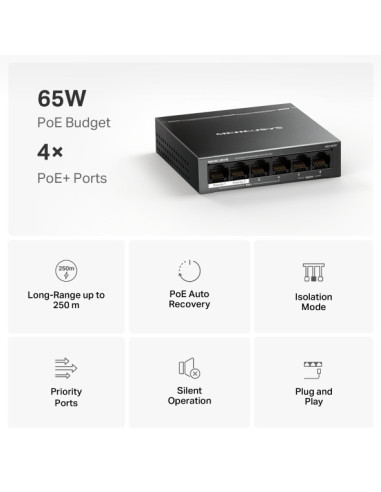 Mercusys MS106GP 6xGb desktop switch 4xPoE+