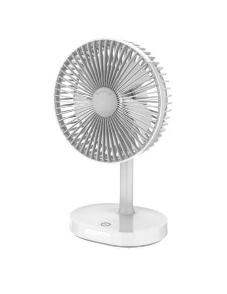 Platinet PRDF0326 stolný ventilátor 19 cm, nočné osvetlenie, akumulátor 3000 mAh, biela-šedá