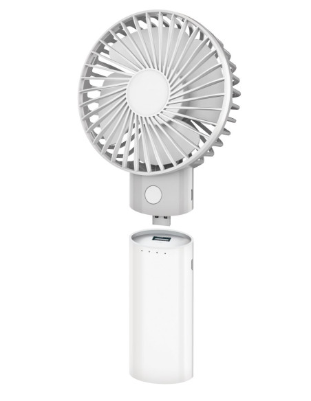Platinet PRDF6107 vreckový ventilátor 10 cm, funkcia powerbanky 4000 mAh, biela-šedá