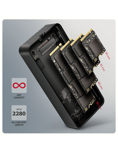 AXAGON EEM2-40G, USB-C 40Gbps externý box pre M.2 NVMe SSD, zosilnený hliník