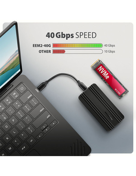 AXAGON EEM2-40G, USB-C 40Gbps externý box pre M.2 NVMe SSD, zosilnený hliník