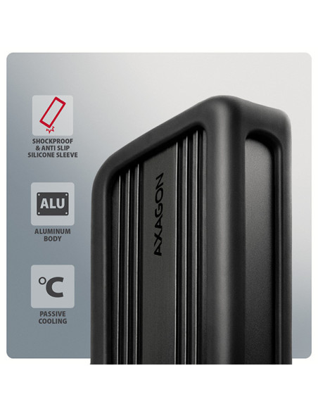 AXAGON EEM2-40G, USB-C 40Gbps externý box pre M.2 NVMe SSD, zosilnený hliník