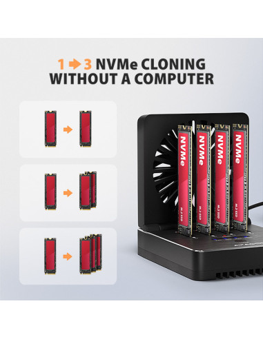 AXAGON ADSA-M2C44, USB4 dokovacia stanica pre 4× M.2 NVMe SSD s funkciou klonovania