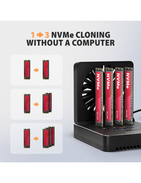 AXAGON ADSA-M2C44, USB4 dokovacia stanica pre 4× M.2 NVMe SSD s funkciou klonovania