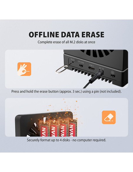 AXAGON ADSA-M2C44, USB4 dokovacia stanica pre 4× M.2 NVMe SSD s funkciou klonovania