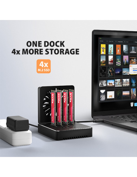 AXAGON ADSA-M2C44, USB4 dokovacia stanica pre 4× M.2 NVMe SSD s funkciou klonovania