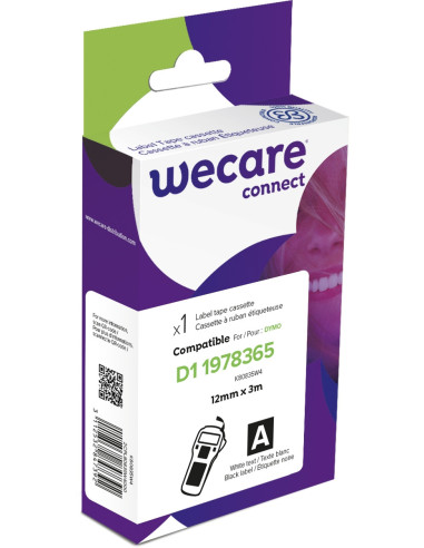 WECARE ARMOR páska (vinyl) kompatibilná s DYMO 1978365,White/Black,12MM*3M