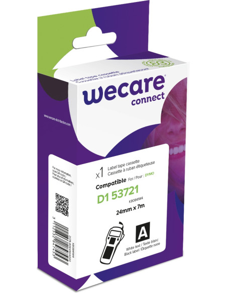 WECARE ARMOR páska kompatibilná s DYMO S0721010, White/Black, 24MM*7M
