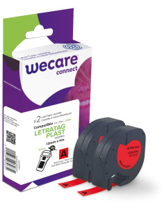 WECARE ARMOR páska 2ks kompatibilná s DYMO S0721630, Black/Red, 12MM*4M