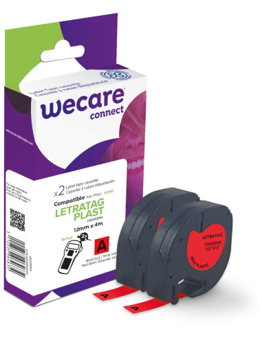 WECARE ARMOR páska 2ks kompatibilná s DYMO S0721630, Black/Red, 12MM*4M