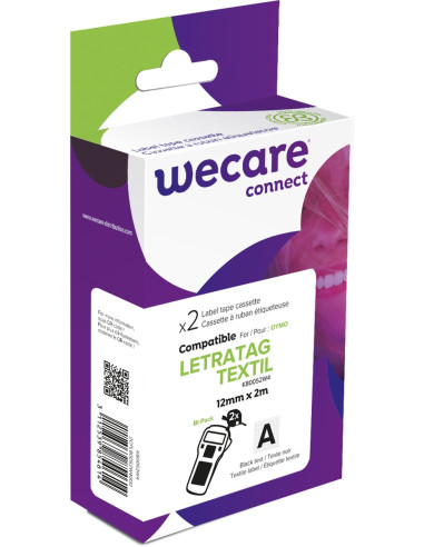 WECARE ARMOR páska 2ks nažehľovacia kompatibilná s DYMO S0718850, Black/White, 12MM*2M