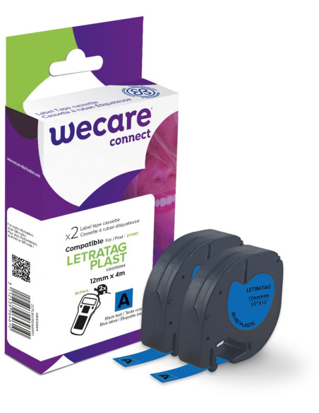 WECARE ARMOR páska 2ks kompatibilná s DYMO S0721650, Black/Blue, 12MM*4M