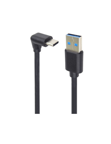 PremiumCord USB C-USB A, zahnutý, čierny, 3m