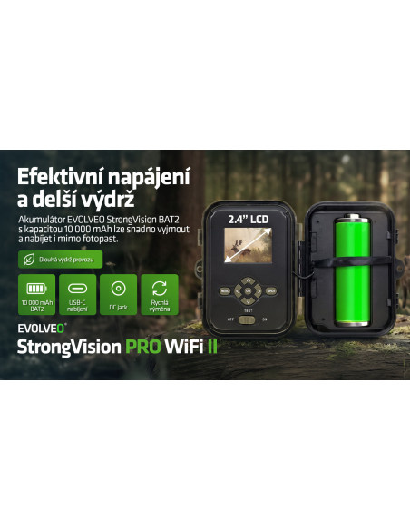 EVOLVEO StrongVision PRO WiFi II, fotopasca & bezpečnostná kamera, 10.000mAh