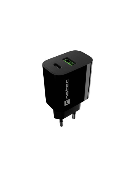 Univerzálna nabíjačka Natec RIBERA 20 W, 1X USB-A + 1X USB-C, čierna