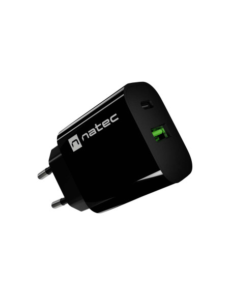 Univerzálna nabíjačka Natec RIBERA 20 W, 1X USB-A + 1X USB-C, čierna