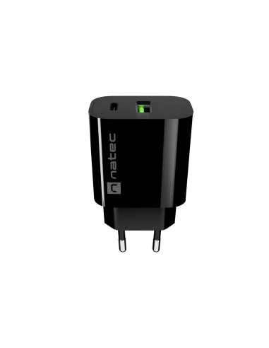 Univerzálna nabíjačka Natec RIBERA 20 W, 1X USB-A + 1X USB-C, čierna