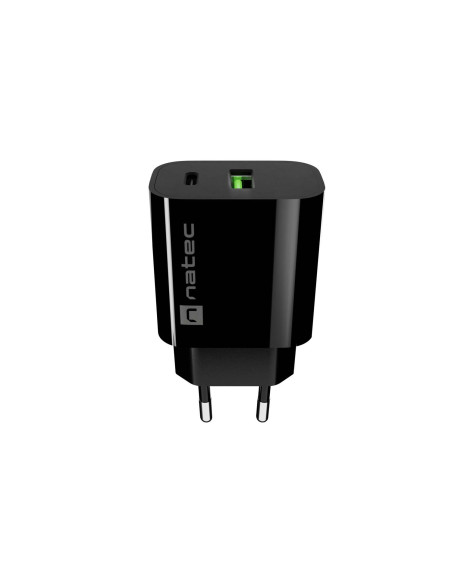 Univerzálna nabíjačka Natec RIBERA 20 W, 1X USB-A + 1X USB-C, čierna