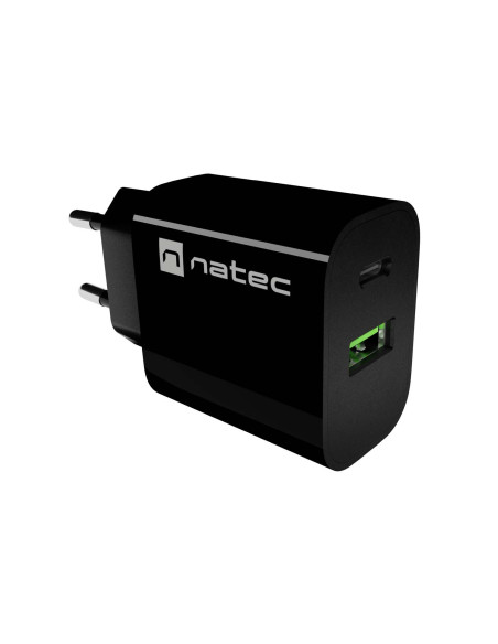 Univerzálna nabíjačka Natec RIBERA 20 W, 1X USB-A + 1X USB-C, čierna