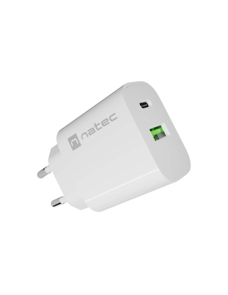 Univerzálna nabíjačka Natec RIBERA 20 W 1X USB-A + 1X USB-C, biela