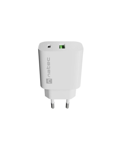 Univerzálna nabíjačka Natec RIBERA 20 W 1X USB-A + 1X USB-C, biela