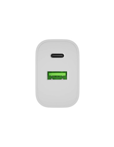 Univerzálna nabíjačka Natec RIBERA 20 W 1X USB-A + 1X USB-C, biela