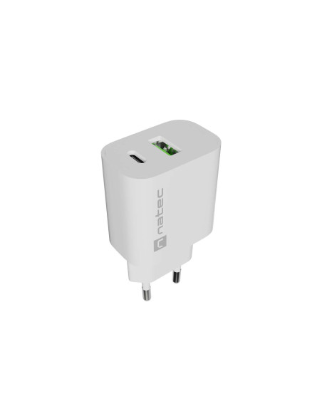 Univerzálna nabíjačka Natec RIBERA 20 W 1X USB-A + 1X USB-C, biela