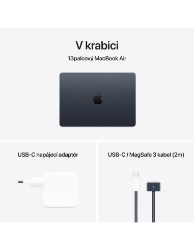 Apple MacBook Air 13"/M4/13,6"/2560x1664/16GB/256GB SSD/M4/Sequoia/Midnight/1R
